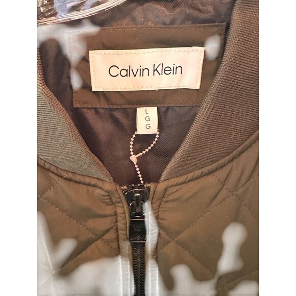 Calvin Klein L Men's Quilted Baseball Jacket Rib-Knit Trim Quilted Bomber Jacket - Picture 5 of 10